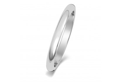 9ct White Gold D Shape 2mm Heavyweight Band